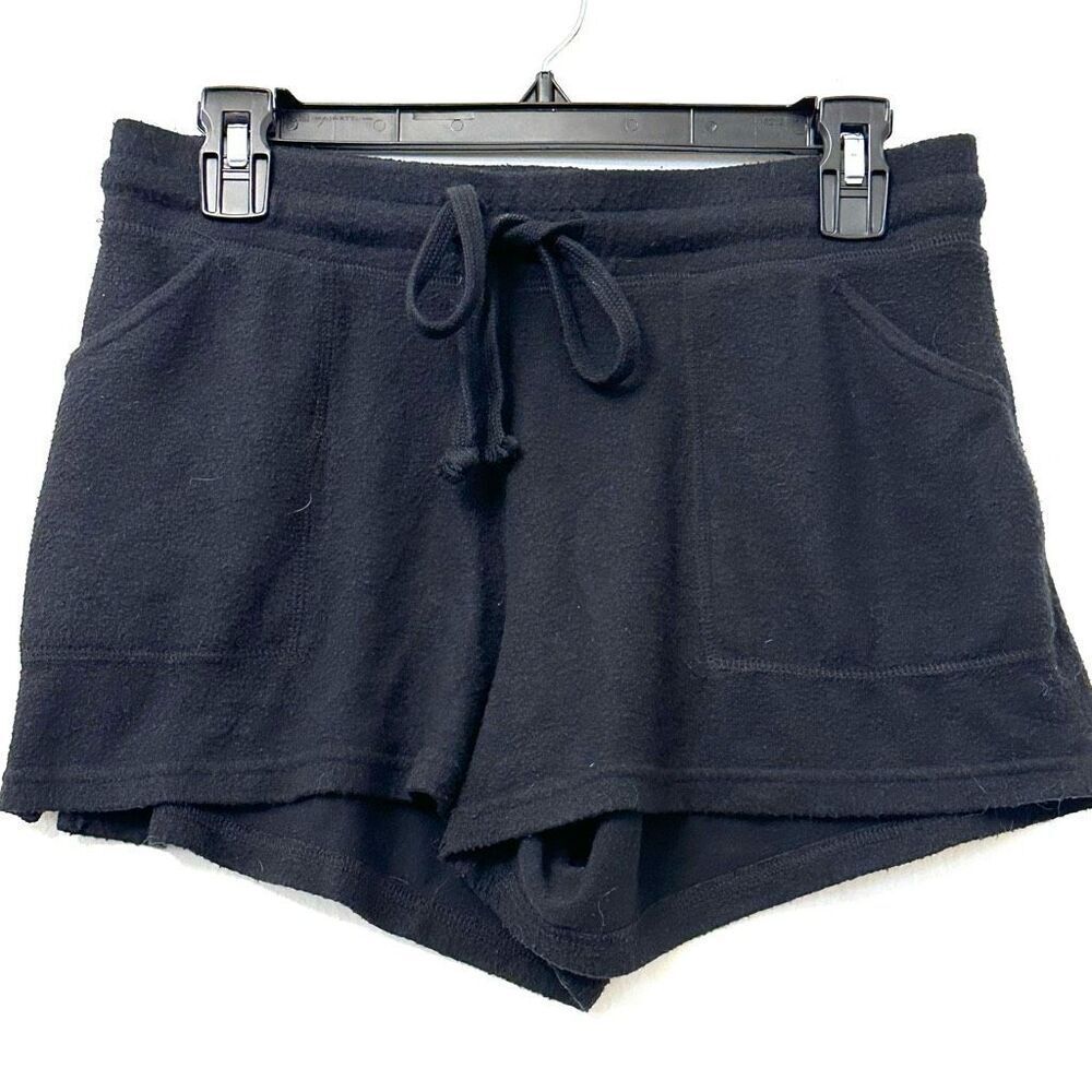 Wildfox Rayon Blend Pull On Drawstring Waist Comfy Black Sweat Shorts Small